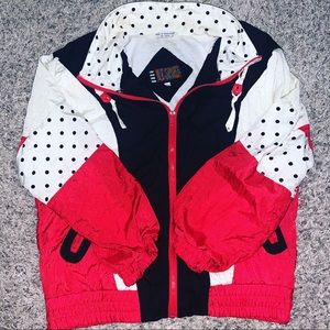 vtg 80s 90s R.E. SPORT red nylon windbreaker